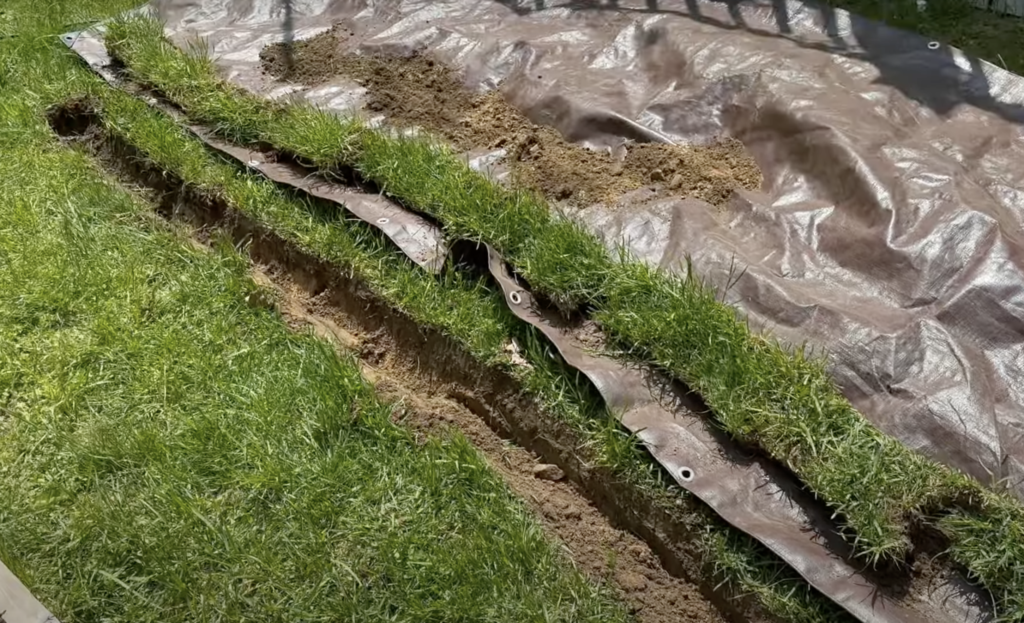 Digging a Trench for PEX Tubing to the Garden