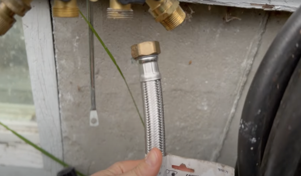 Attaching the braided line to the faucet using an NPT adapter