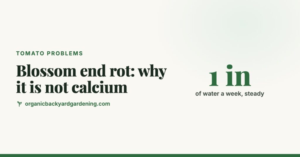 Blossom end rot guide card: the fix is steady water